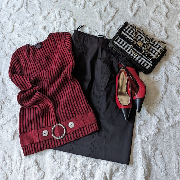 Anne Klein handbag. Vegan leather and houndstooth fabric. - Picture 5 of 7